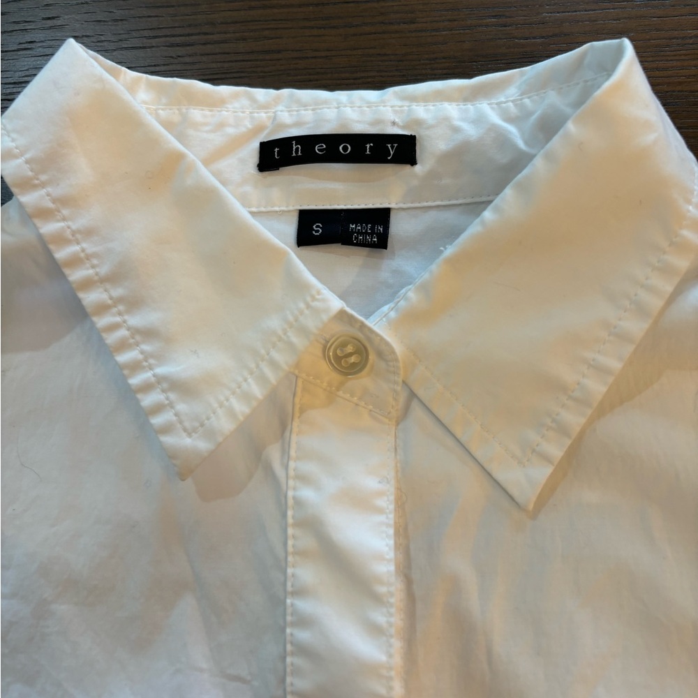 Theory White Button Down Size Small - image 2